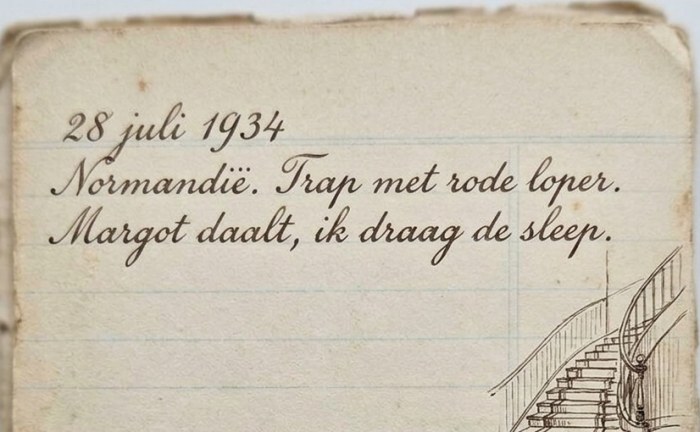 Bladzijde uit Hélènes notitieboek